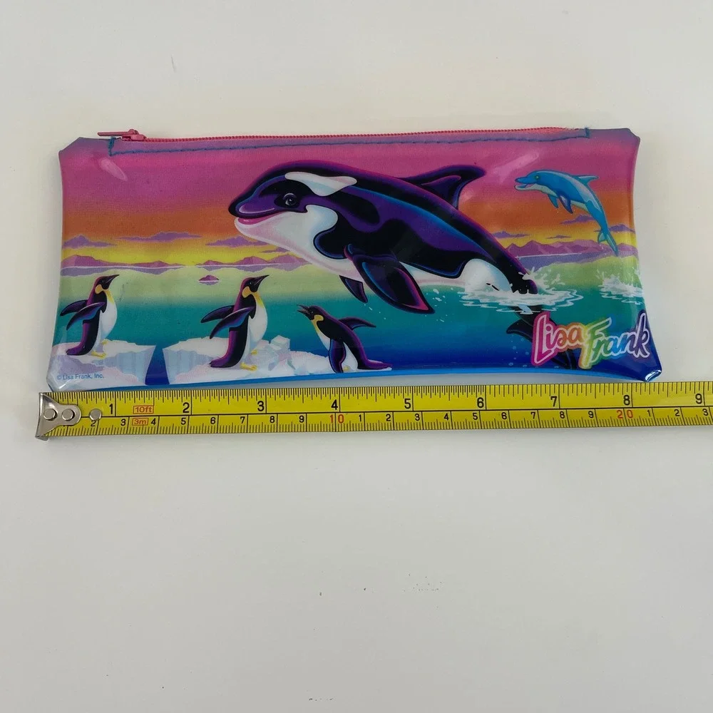 Lisa Frank Pencil Pouch Case Max Splash Whale Dolphin Penguin 90s VTG Retro RARE